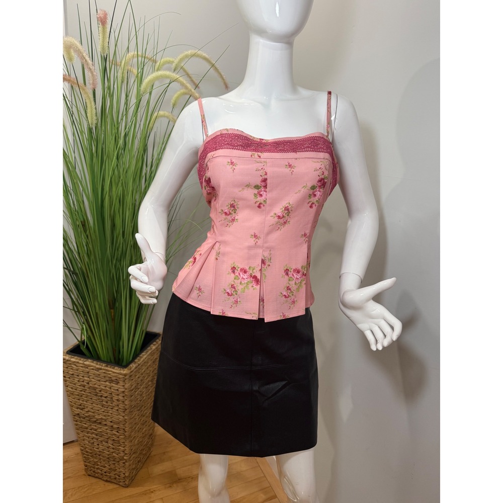 Commense Floral Peplum Cami Top Lace Trim Style Blouse Tank Top size XL /12 - Picture 9 of 10